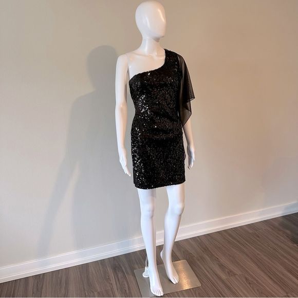 Taboo Y2K Sequined One Shoulder Mini Dress Size L - Picture 7 of 12